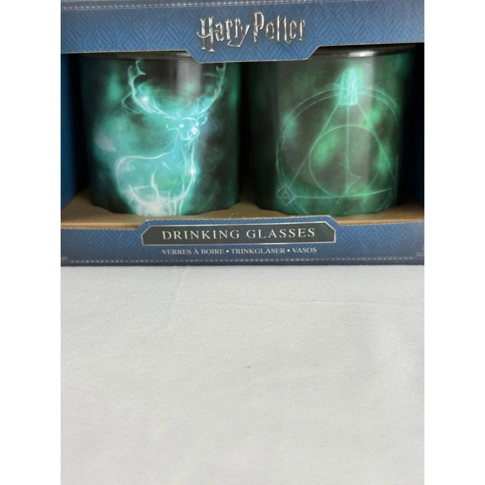 Harry Potter Patronus Deathly Hallows Drinking Glass‎ Set 2pk Paladone PP4229HP